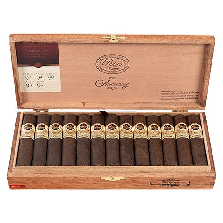 Open box of 26 Padron 1964 Anniversary Series Hermoso Maduro cigars