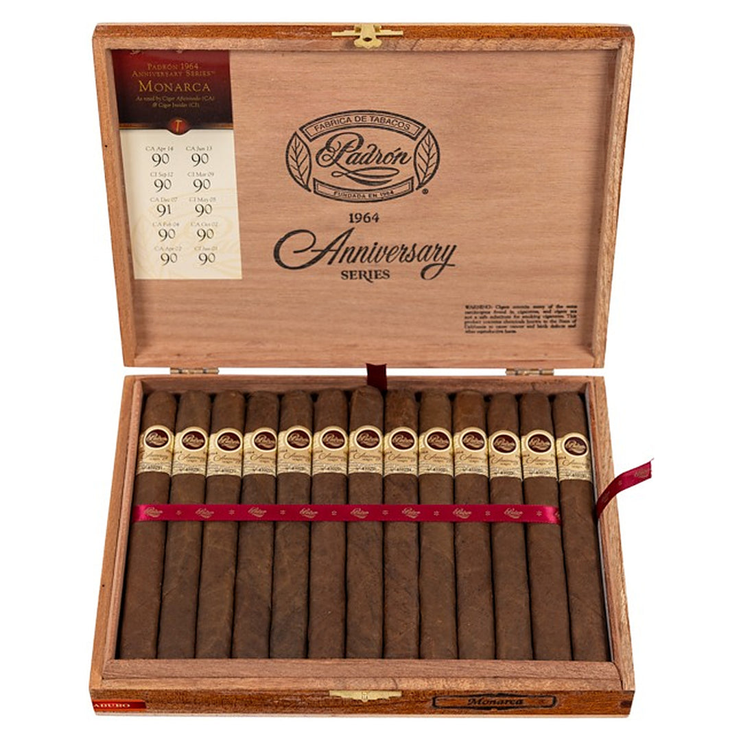 Open box of 25 Padron 1964 Anniversary Series Monarca Maduro cigars