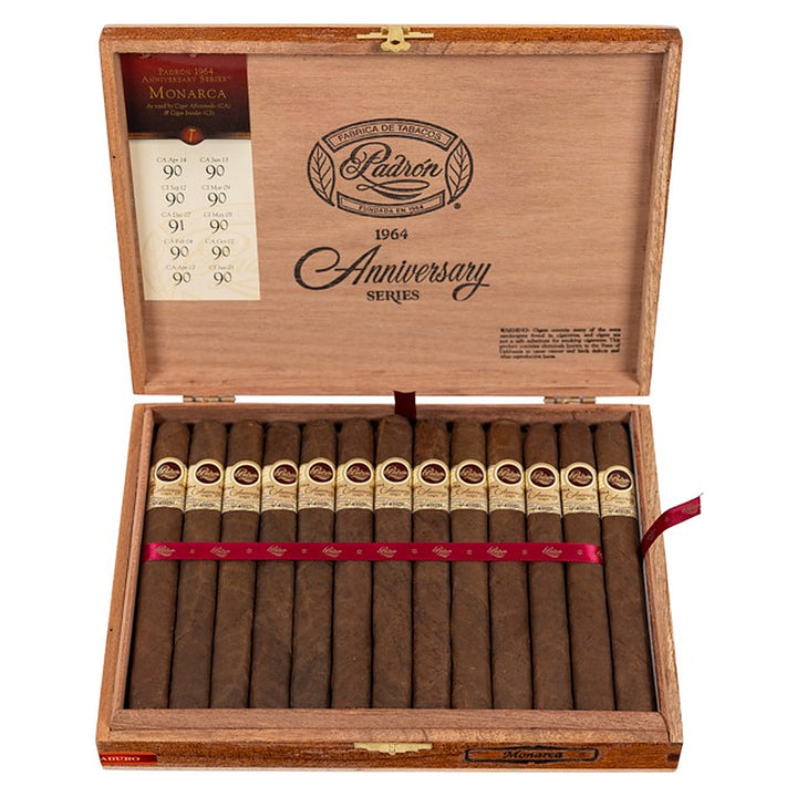 Open box of 25 Padron 1964 Anniversary Series Monarca Maduro cigars