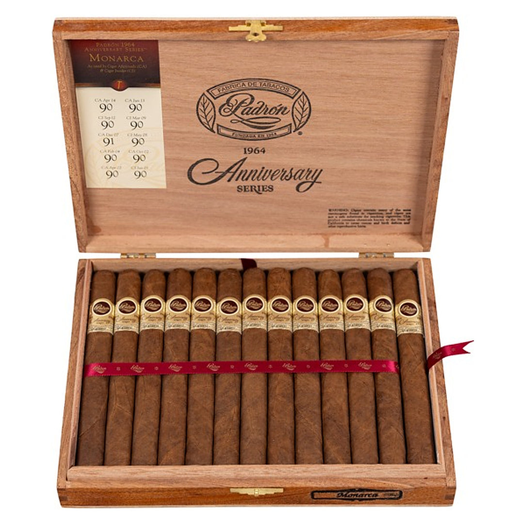 Open box of 25 Padron 1964 Anniversary Series Monarca Natural cigars