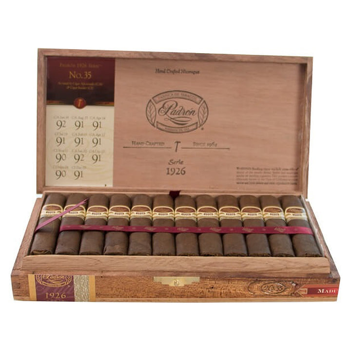 Open box of 24 Padron 1926 Series No. 35 Maduro cigars