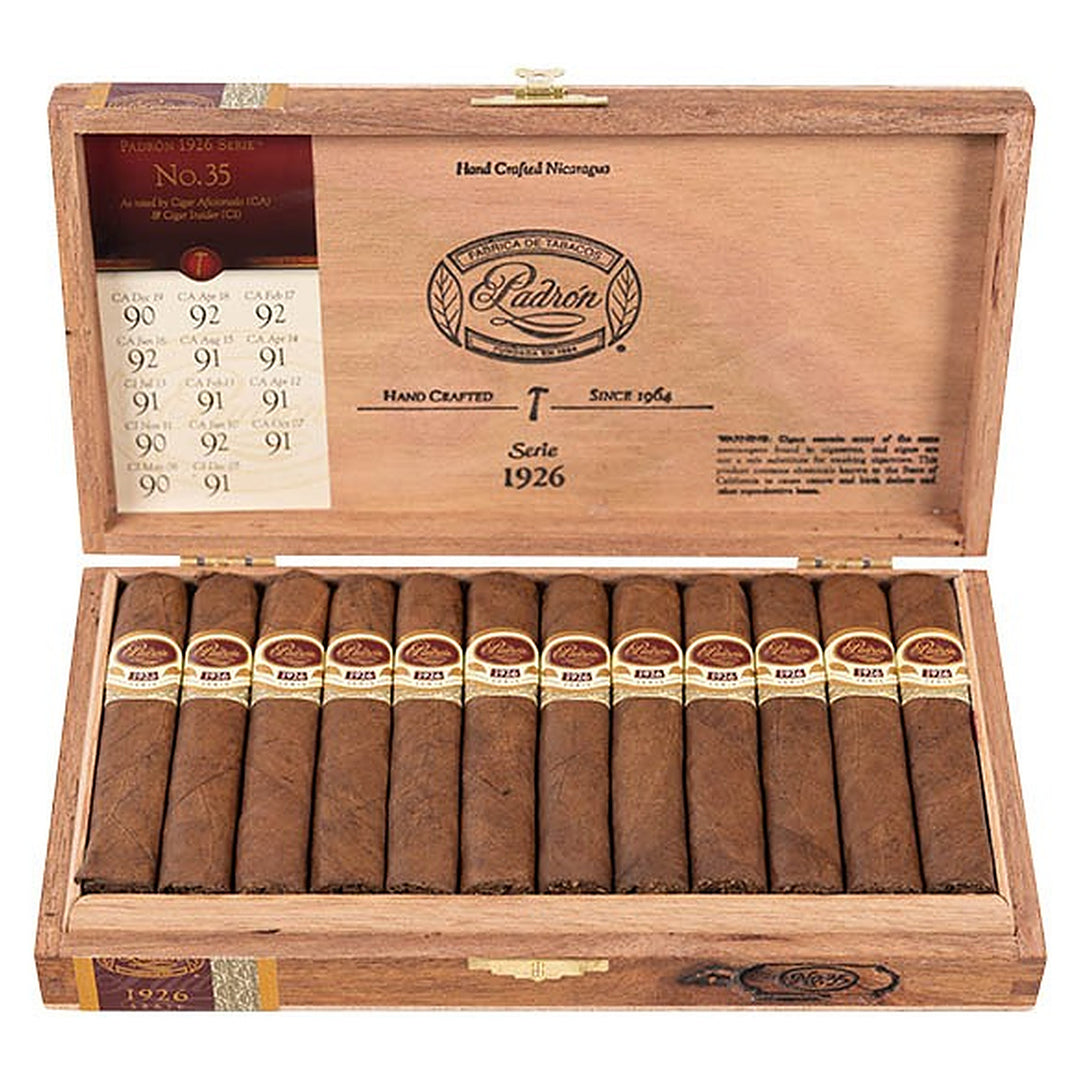 Open box of 24 Padron 1926 Series No. 35 Natural cigars
