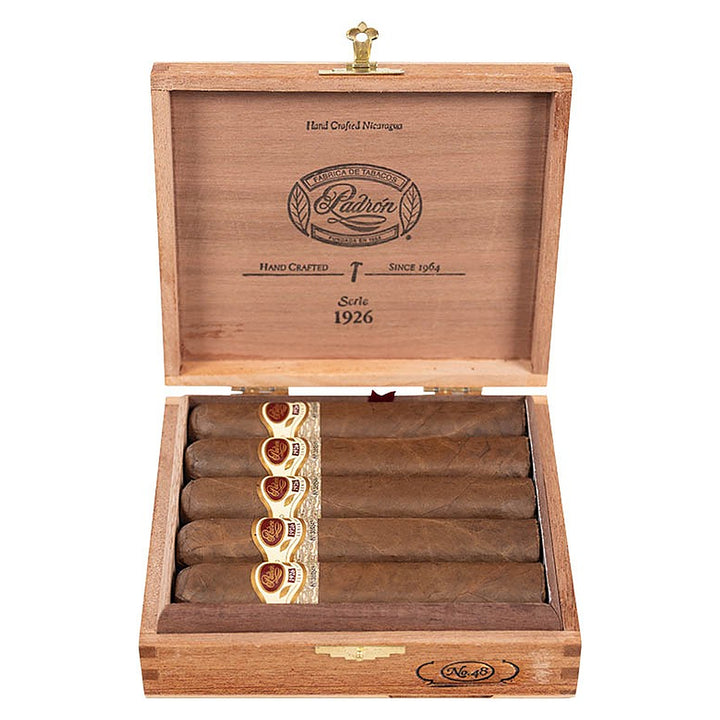 Open box of 10 Padron 1926 Series No. 48 Natural cigars