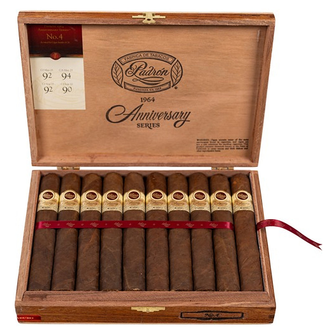 Open box of 20 Padron 1964 Anniversary Series No. 4 Maduro cigars
