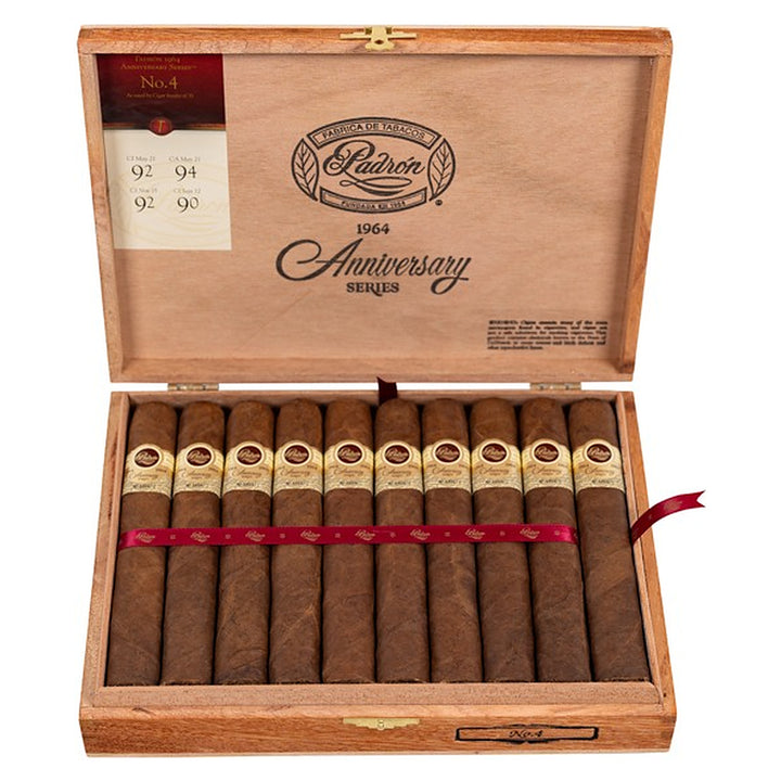 Open box of 20 Padron 1964 Anniversary Series No. 4 Natural cigars