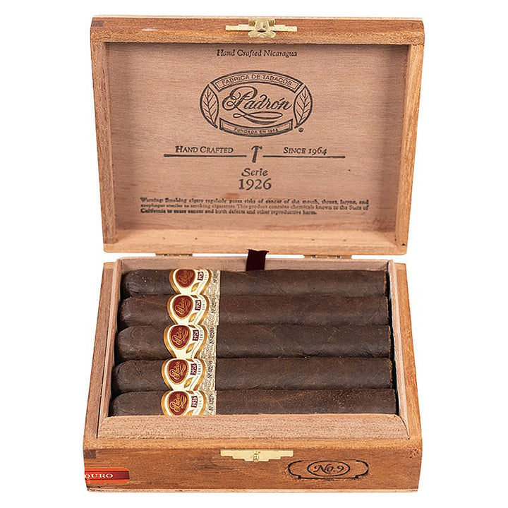 Open box of 24 Padron 1926 Series No. 9 Maduro cigars