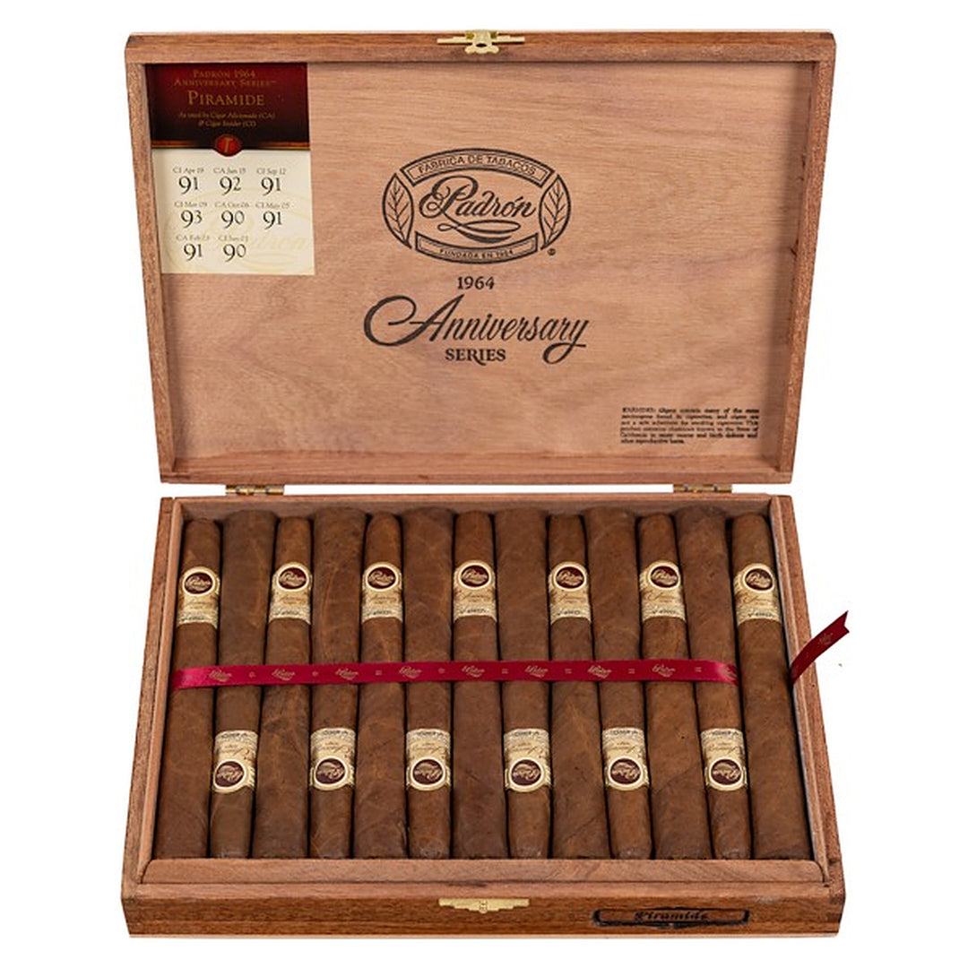 Open box of 25 Padron 1964 Anniversary Series Piramides Natural cigars