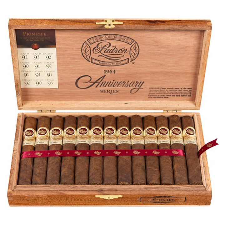 Open box of 25 Padron 1964 Anniversary Series Principe Natural cigars