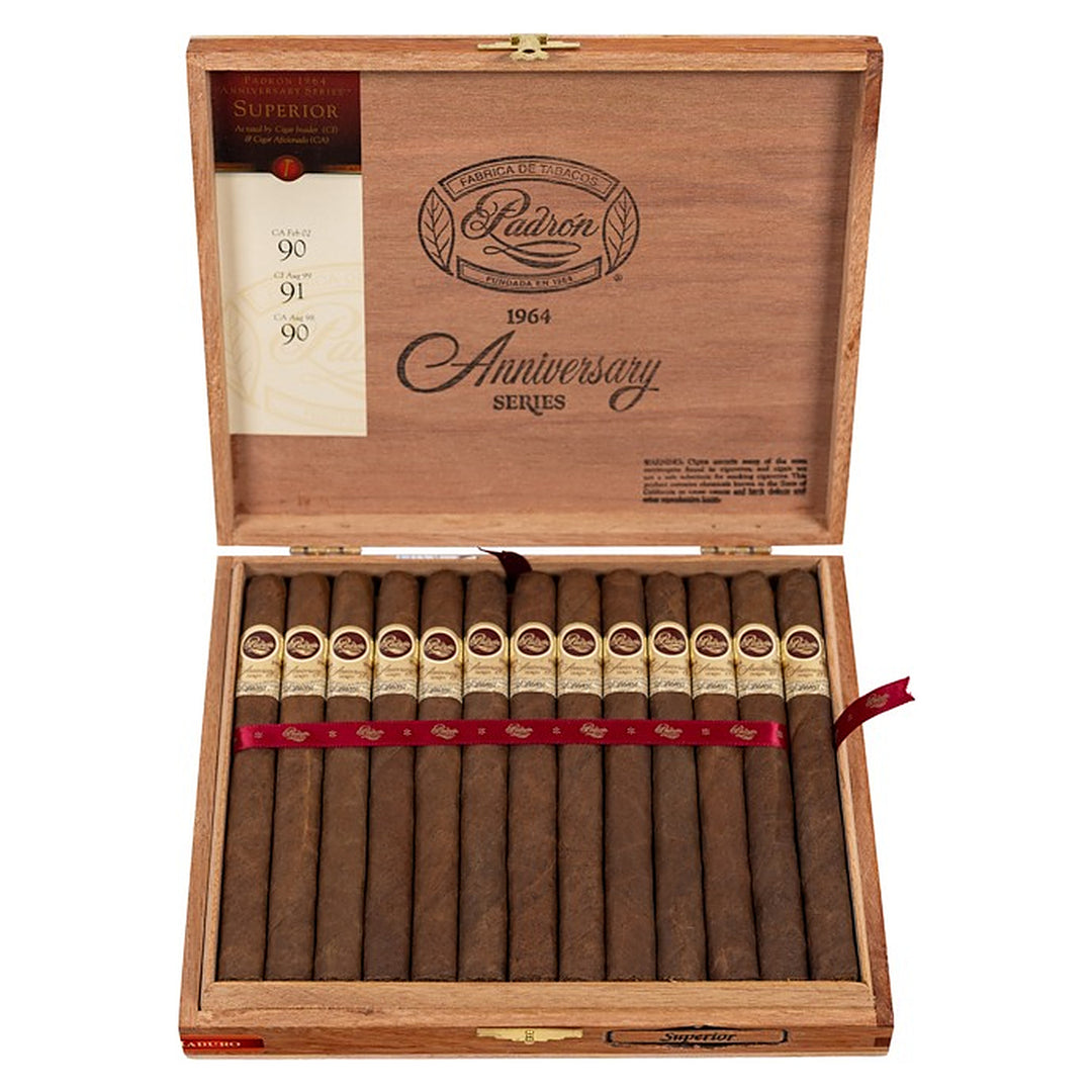 Open box of 25 Padron 1964 Anniversary Series Superior Maduro cigars