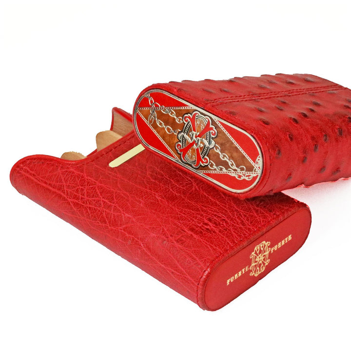 Brizard & Co. x Opus X Les Chaines De L'Amour Maccarrone Collaboration Cigar case + Opus X Cigars - Red Ostrich