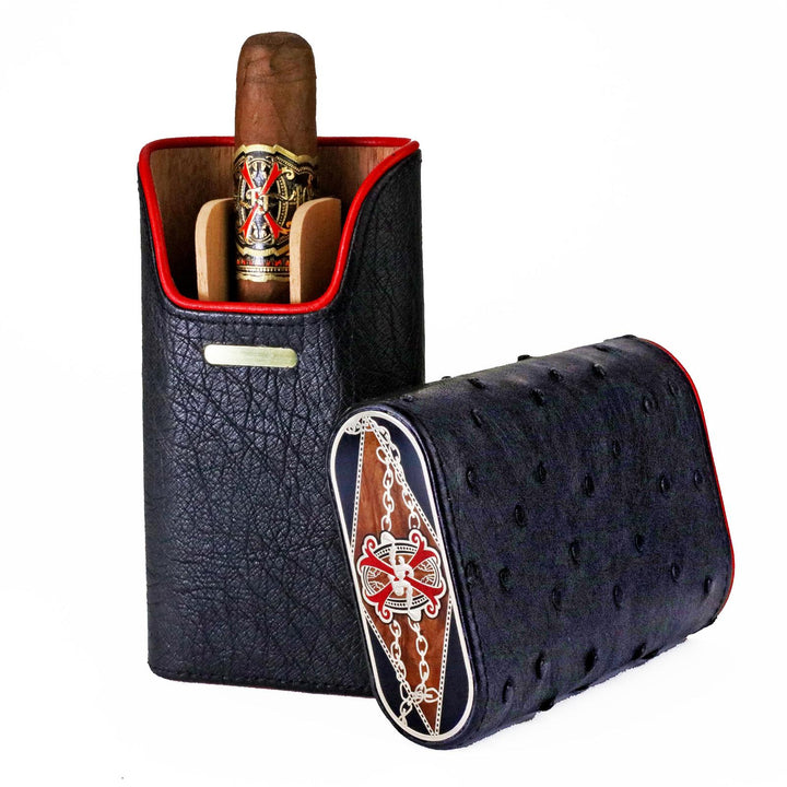 Brizard & Co. x Opus X Les Chaines De L'Amour Maccarrone Collaboration Cigar case + Opus X Cigars - Black Ostrich
