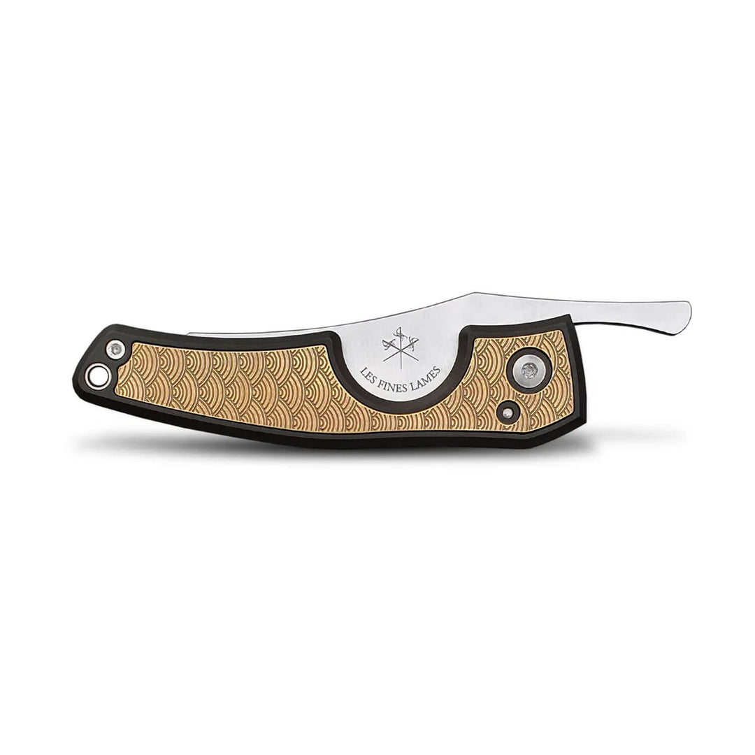 Les Fines Lames Cigar Knife LE PETIT - Brass Seigaiha