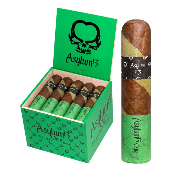 Asylum 13 Ogre (70x7") | Barber-Pole Wrapper | Candela and Maduro Tobaccos | Medium to Full-Bodied Cigar