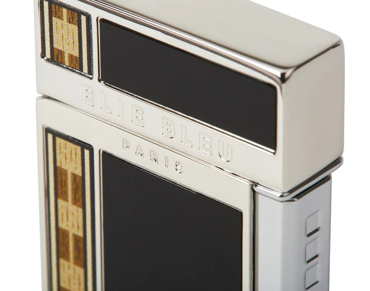 Elie Bleu "Diamond Jetflame & Alba Marquetry" Pocket Lighter - Black EBJ1451