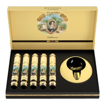 Byron Habaneros & Ashtray Gift Pack featuring premium Byron Habaneros cigars with a stylish ashtray for an elegant smoking experience.
