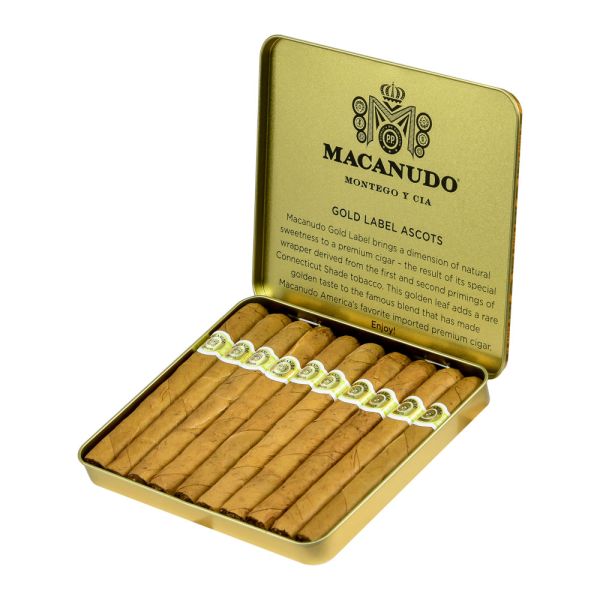 acanudo Gold Label Ascot Tin | Premium Mini Cigars | 4.19" x 32