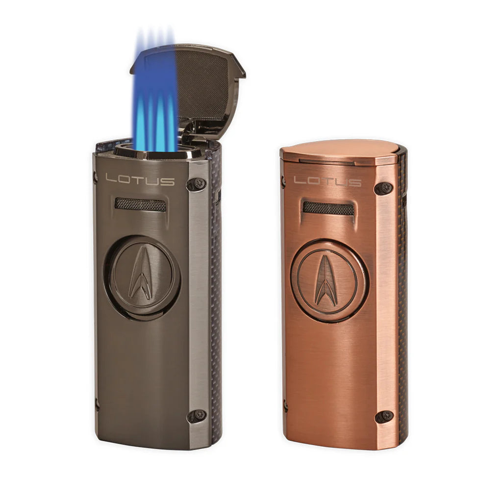 Lotus MINISTER Quad Flame Table Top Lighter - Copper & Carbon Fiber