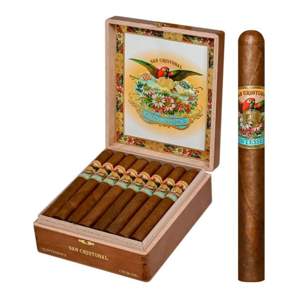 Open box of San Cristobal Quintessence Churchill Cigars