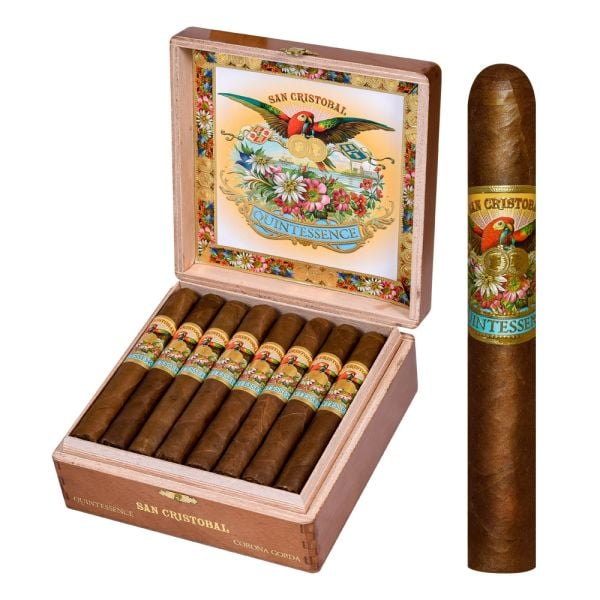 Open box of San Cristobal Quintessence Corona Cigars