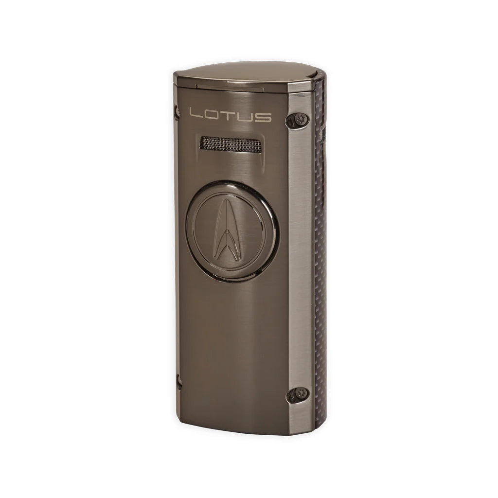 Lotus MINISTER Quad Flame Table Top Lighter - Gunmetal & Carbon Fiber