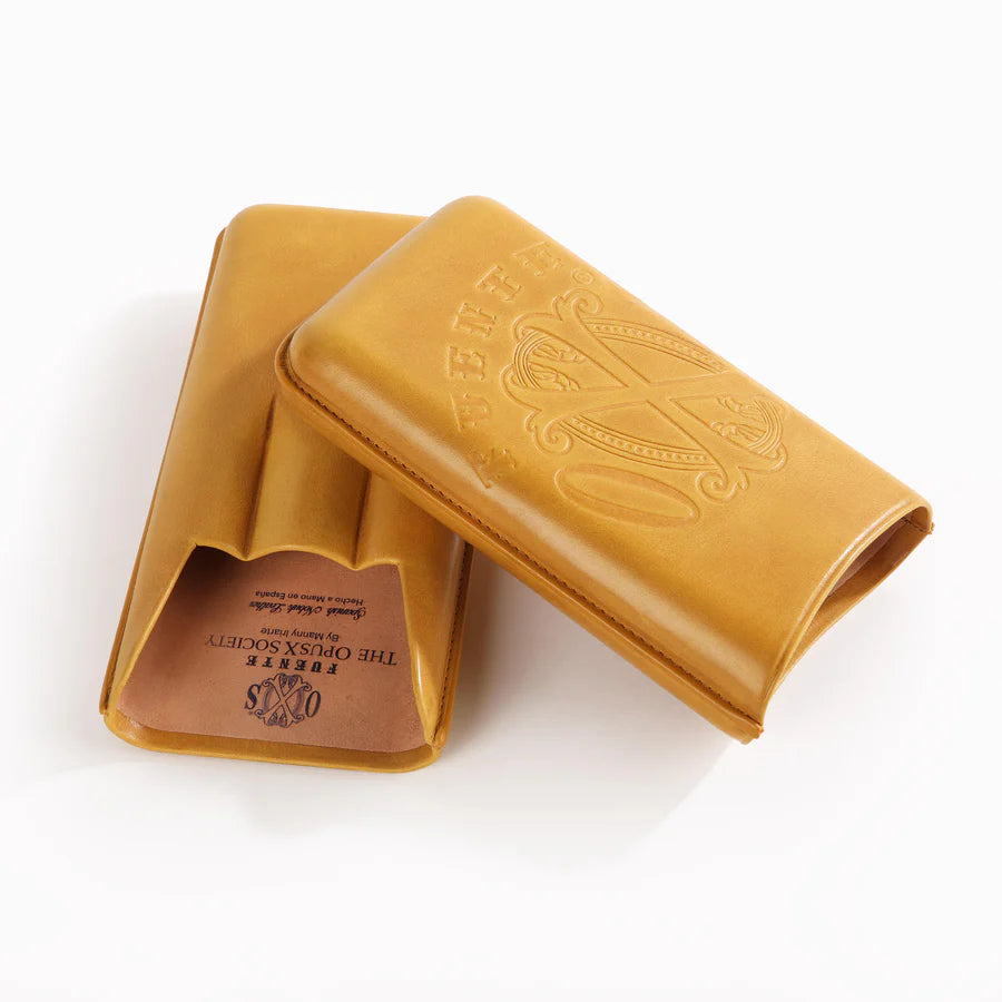 The Opus X Society Leather 3 Cigars Case - Camel Yellow