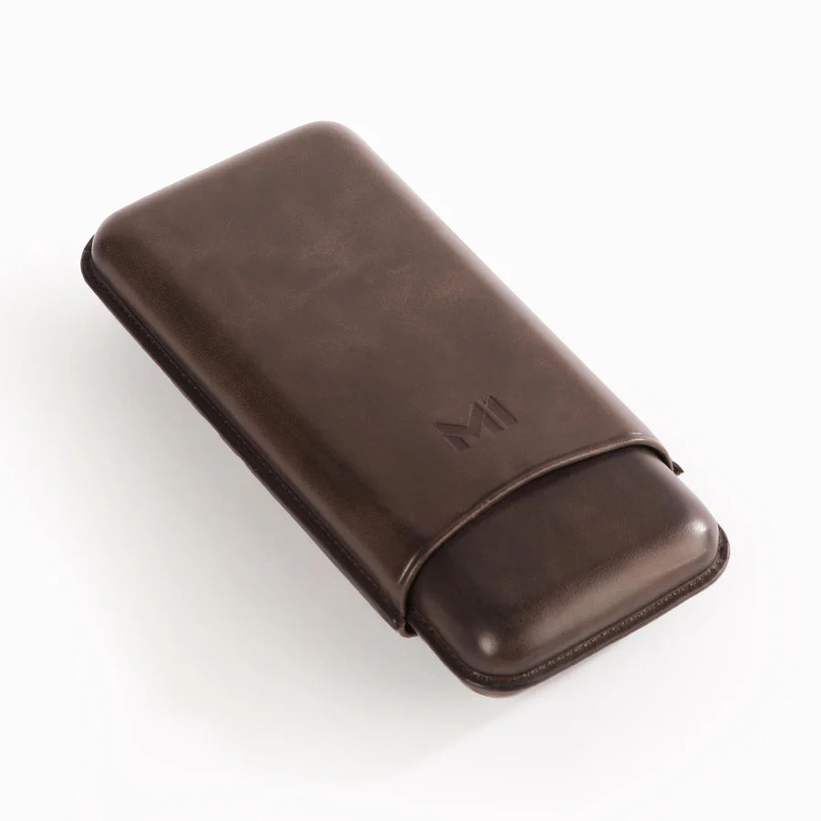 The Opus X Society Leather 3 Cigars Case - Chocolate Brown