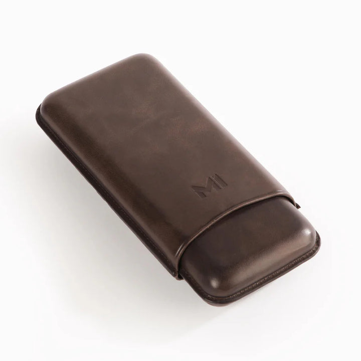 The Opus X Society Leather 3 Cigars Case - Chocolate Brown