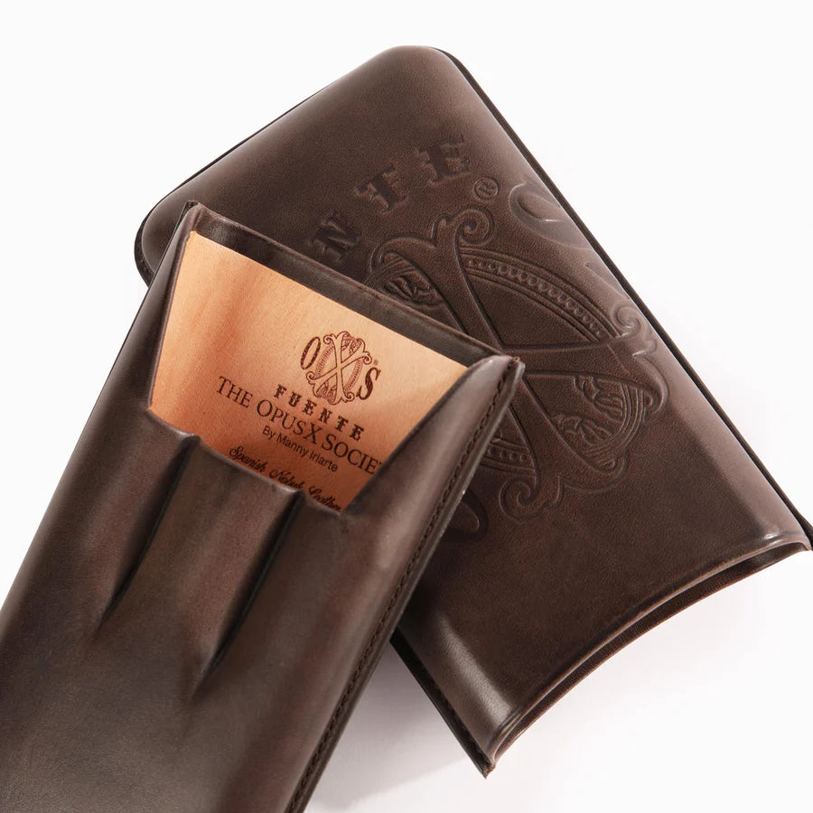 The Opus X Society Leather 3 Cigars Case - Chocolate Brown